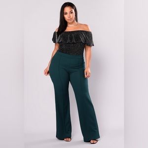 Fashion Nova High Waisted Dress Pants in Hunter Green Size 2X